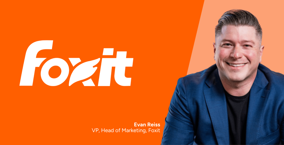 Foxit Logo and Headshot of Evan Reiss, VP Head of Marketing at Foxit